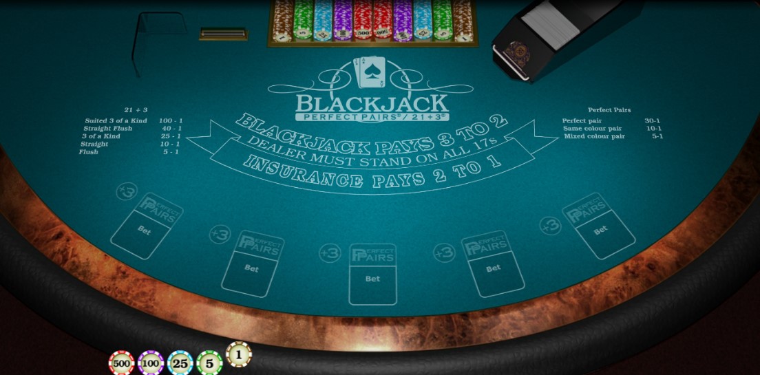 Perfect Pairs 21+3 Blackjack (5 Box) Low Stakes slot